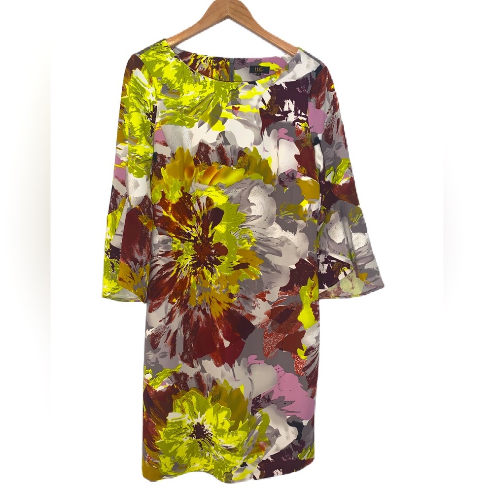 I LE New York Floral Sheath Midi Dress Size 12